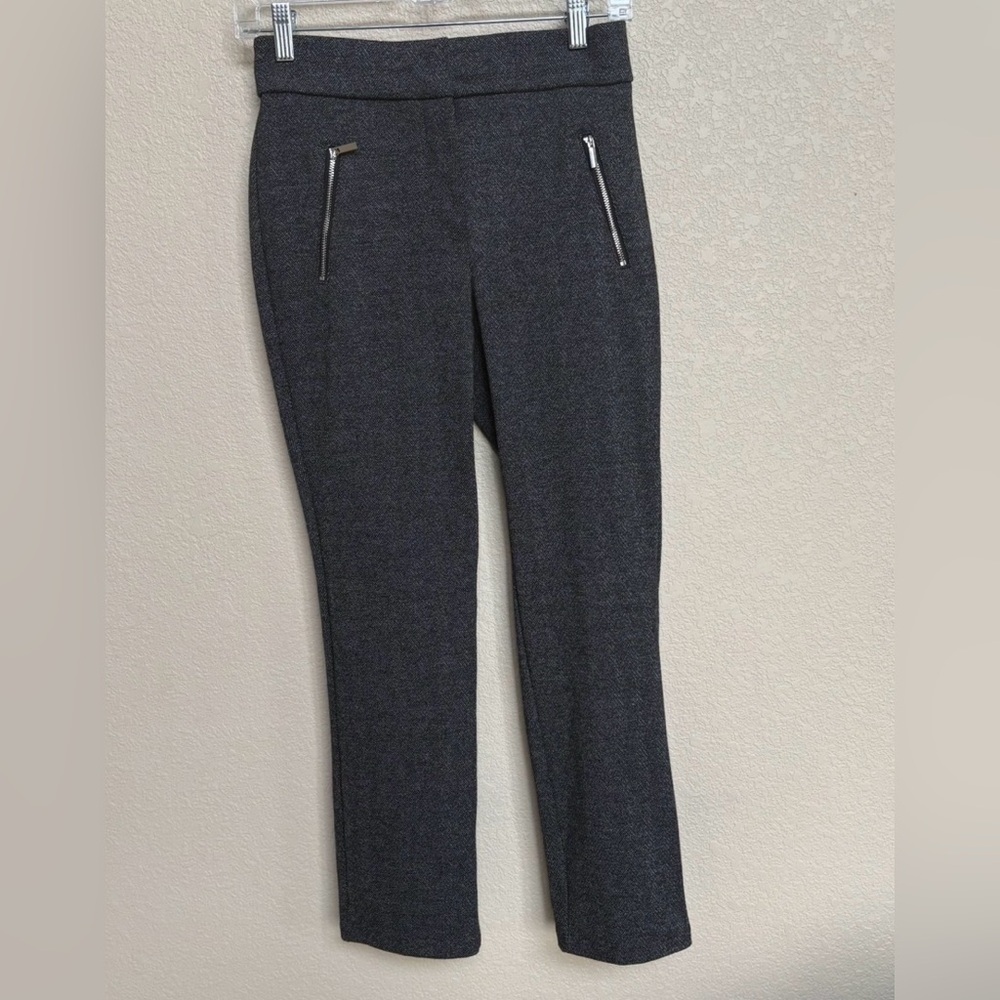NWT‎ Worthington Ultra Stretch Ponte Gray Herringbone Zip Pocket Pants Size 2